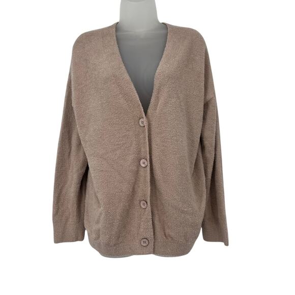 BAREFOOT DREAMS Mauve Pink Cardigan Sweater Cozy Oversized Button Front Small - Picture 2 of 5